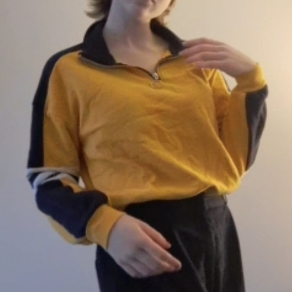 Yellow and blue sweater